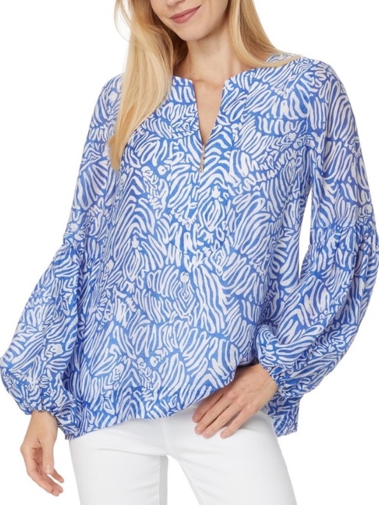 Lilly Pulitzer Tops - New! Lilly Pulitzer Women's Laurelie Top, Martinique Blue Zee Bebe 4